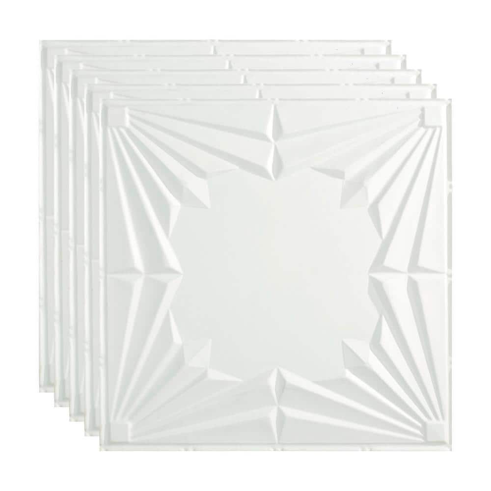 Fasade Art Deco 2 ft. x 2 ft. Matte White Lay-In Vinyl Ceiling Tile (20 sq. ft.)