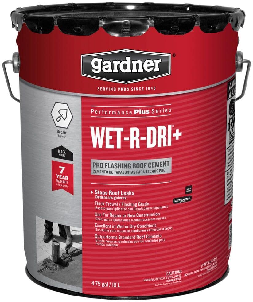 Gardner 4.75 Gal. Wet-R-Dri Plus Pro Flashing Asphalt Roof Patch Coating Cement