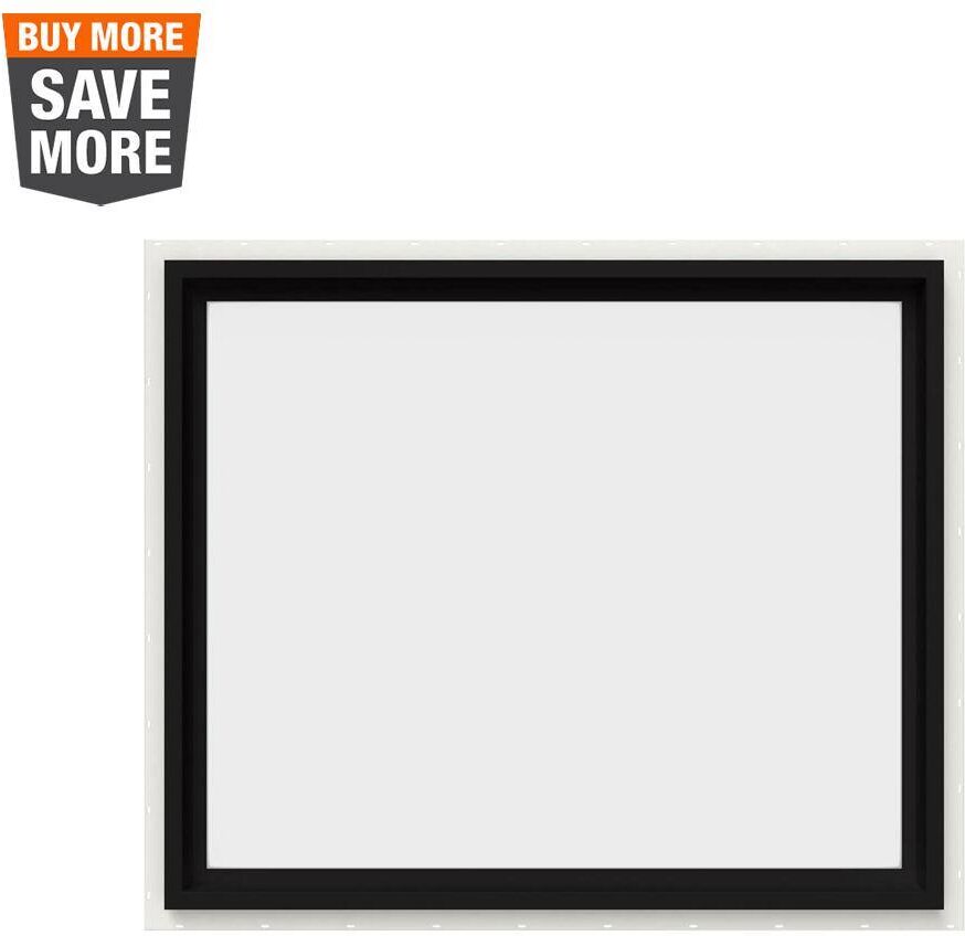 JELD-WEN 36 in. x 30 in. V-4500 Series Black Exterior/White Interior FiniShield Vinyl Picture Window w/ Low-E 366 Glass