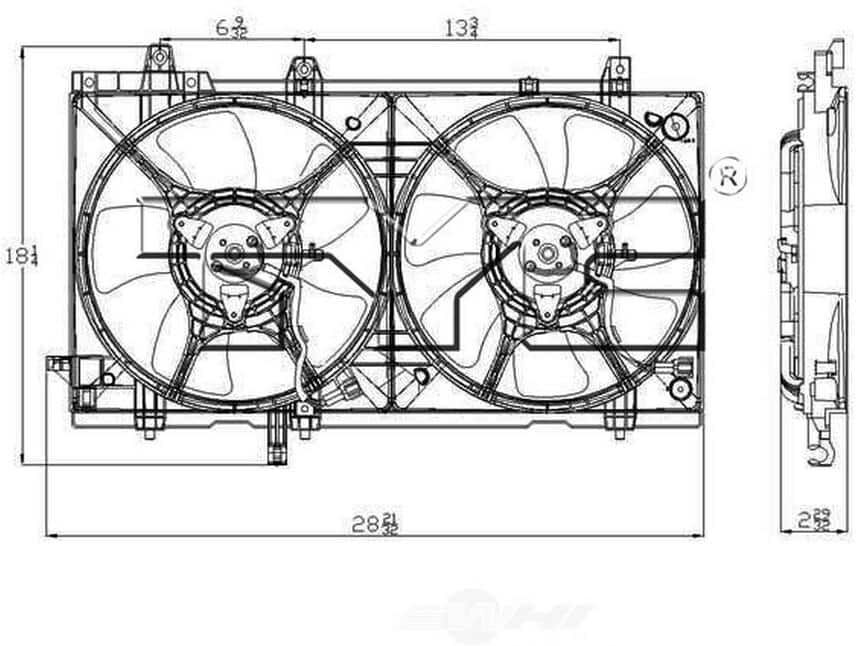 TYC Dual Radiator and Condenser Fan Assembly 2003-2008 Subaru Forester 2.5L