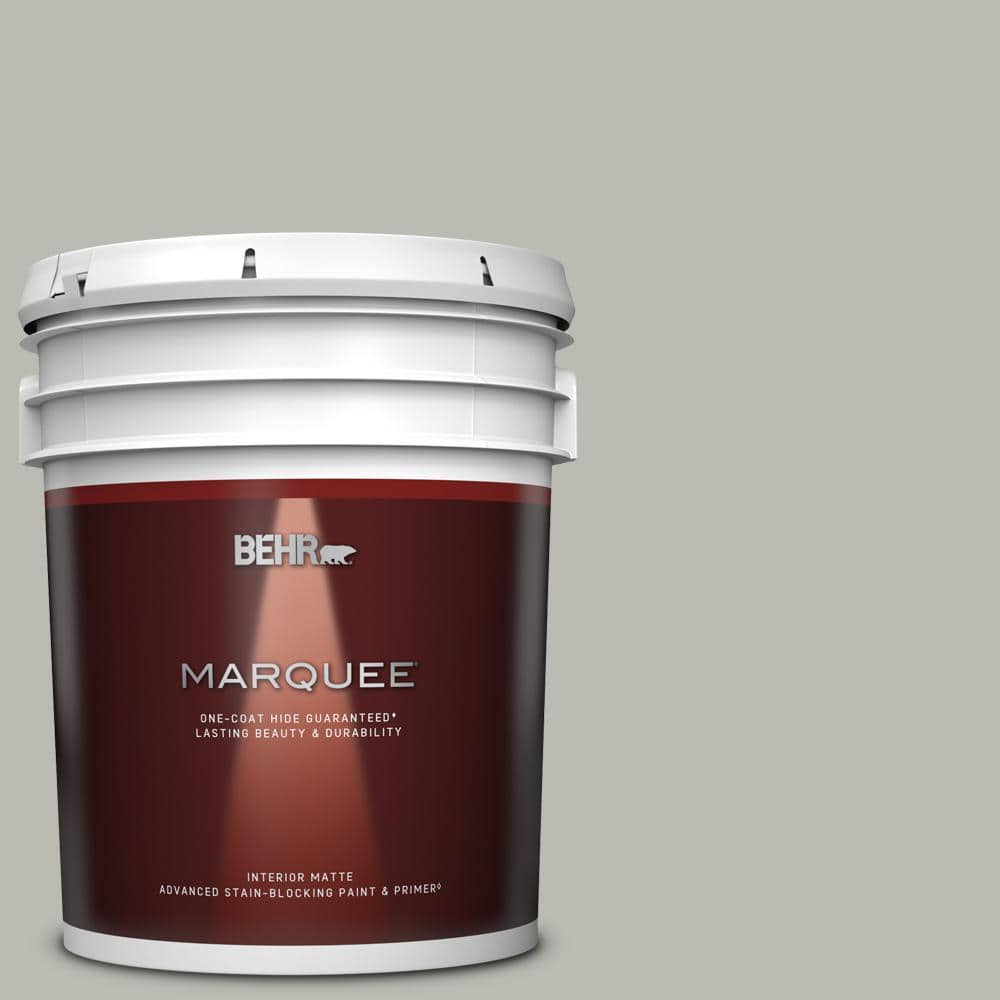 BEHR MARQUEE 5 gal. #N380-3 Weathered Moss One-Coat Hide Matte Interior Paint & Primer