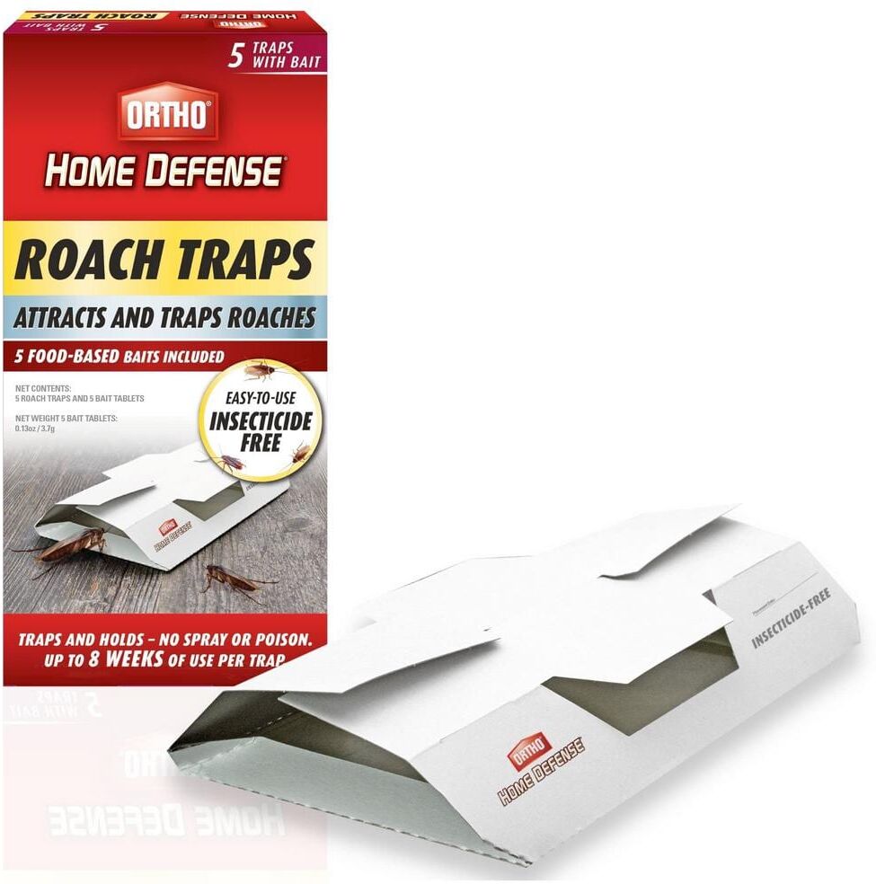 Ortho Home Defense Roach Traps with Bait Tablets, Cockroach Killer, 30 Traps Total (6-Pack)