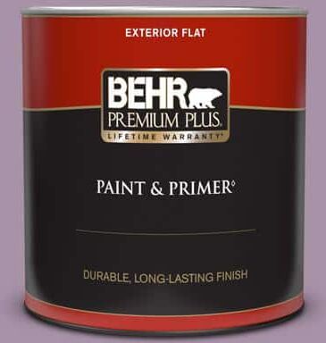 BEHR PREMIUM PLUS 1 qt. #670D-5 Garden Flower Flat Exterior Paint & Primer