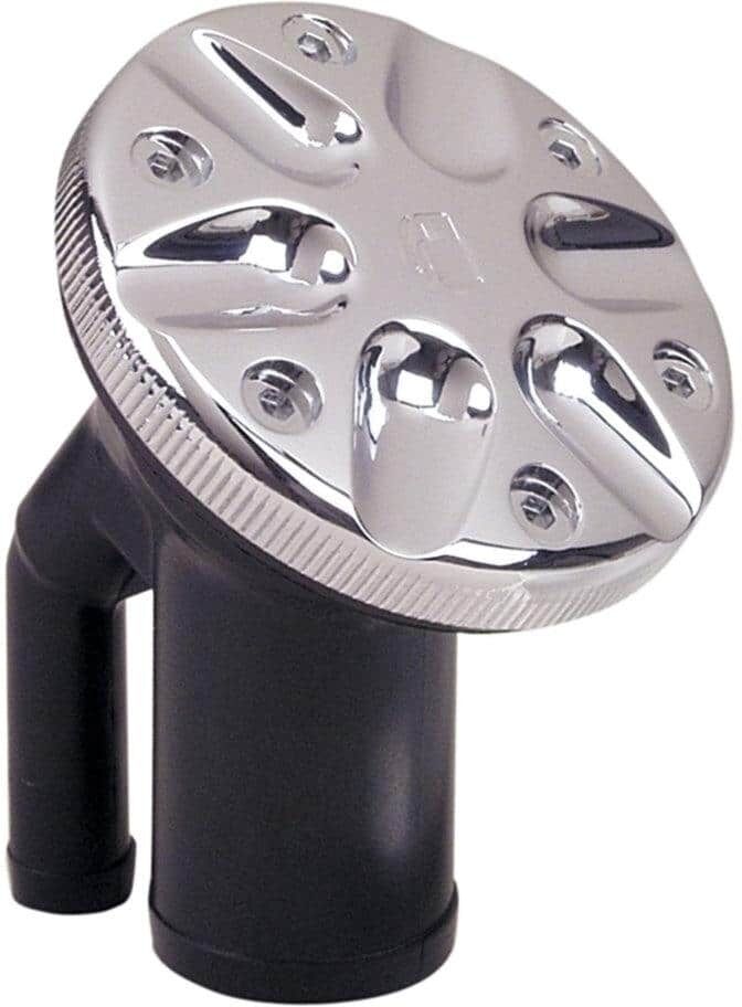 Perko Polymer Vented Fill with Angled Neck for 1-1/2 in. Hose - Gas-Marked Chrome Cap