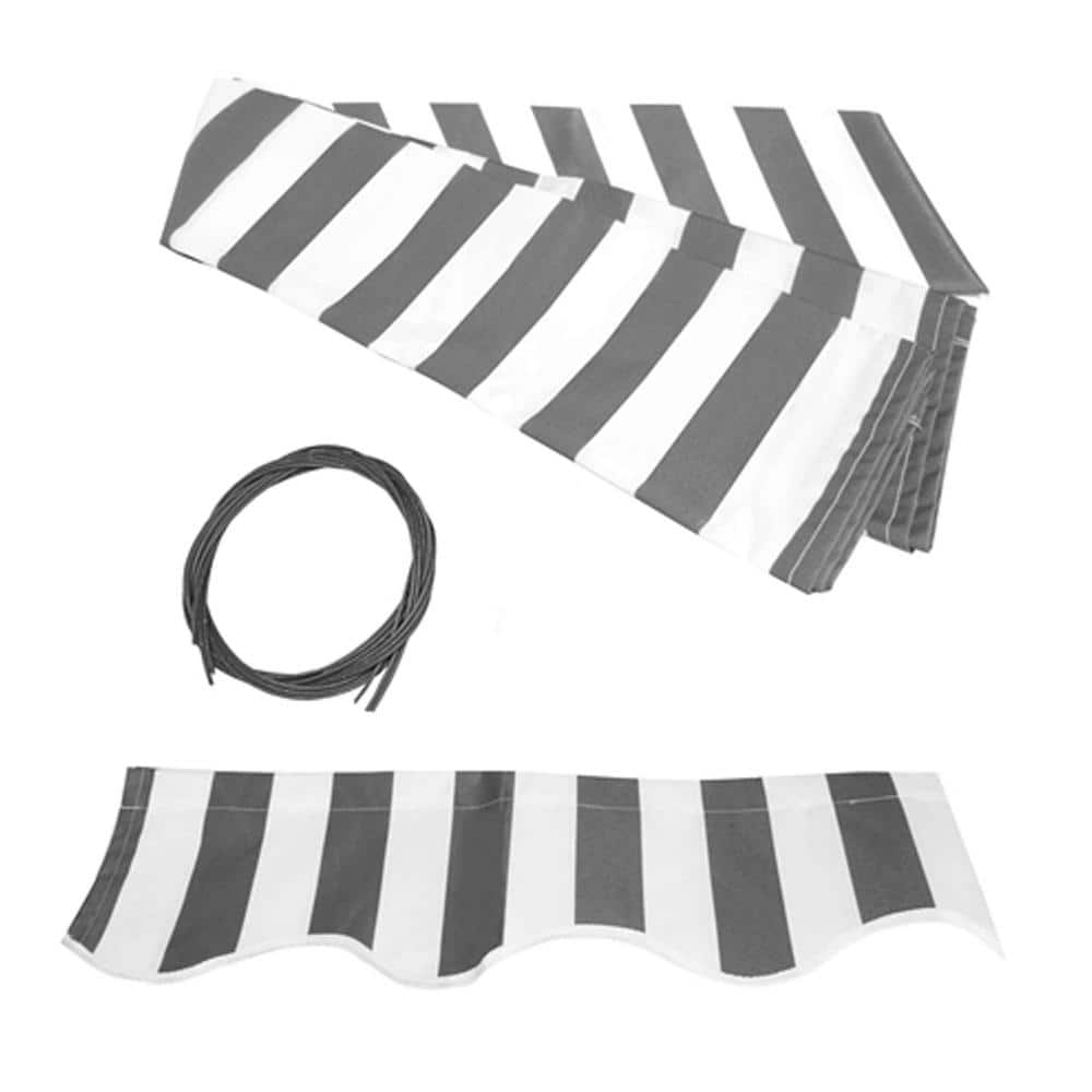 ALEKO Retractable Awning Fabric Replacement 16 ft. x 10 ft. Grey and White Stripe
