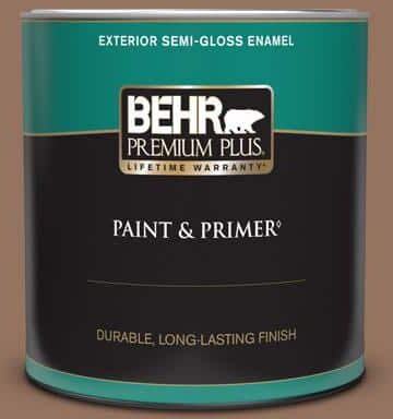 BEHR PREMIUM PLUS 1 qt. #BXC-84 Corral Brown Semi-Gloss Enamel Exterior Paint & Primer