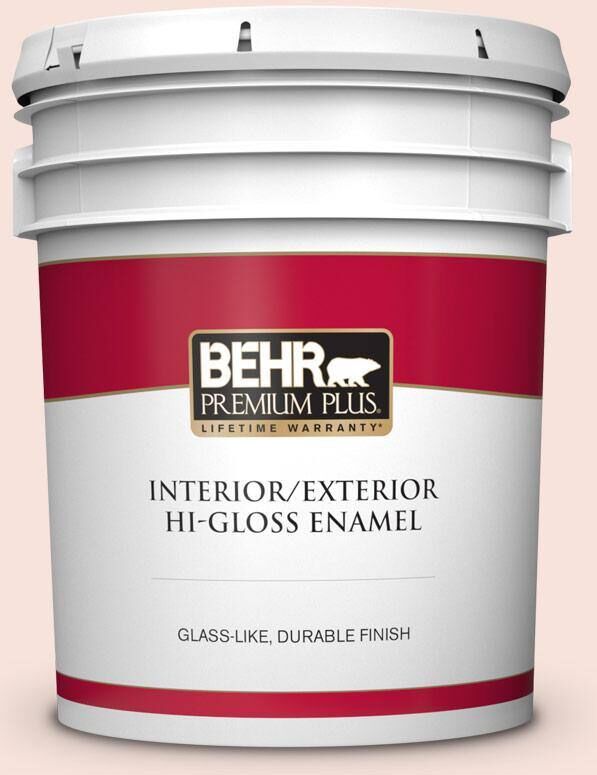 BEHR PREMIUM PLUS 5 gal. #210C-1 Angel Blush Hi-Gloss Enamel Interior/Exterior Paint