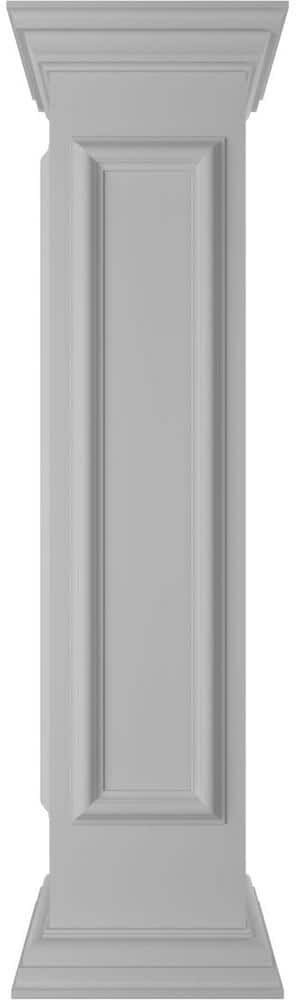 Ekena Millwork Corner 48 in. x 10 in. White Box Newel Post with Panel, Flat Capital and Base Trim (Installation Kit Included)