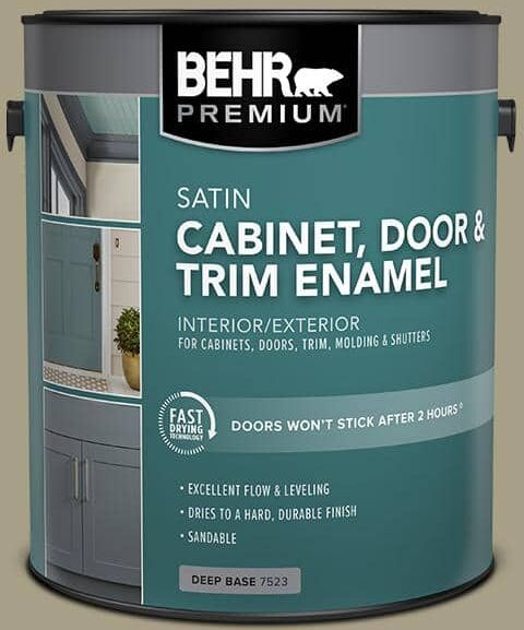 BEHR PREMIUM 1 gal. #N340-4 Tent Green Satin Enamel Interior/Exterior Cabinet, Door & Trim Paint