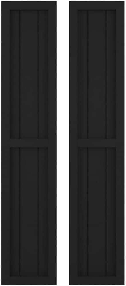 Ekena Millwork 10-1/2 in. W x 47 in. H Americraft 3 Board Exterior Real Wood Two Equal Panel Framed Board and Batten Shutters Black