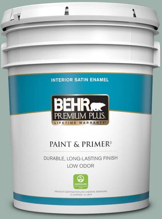 BEHR PREMIUM PLUS 5 gal. #N430-3 Garden Vista Satin Enamel Low Odor Interior Paint & Primer