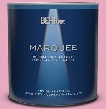 BEHR MARQUEE 1 qt. #P130-3 Little Princess Satin Enamel Interior Paint & Primer