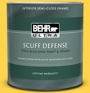 BEHR ULTRA 1 qt. #370B-5 Sun Shower Extra Durable Semi-Gloss Enamel Interior Paint & Primer