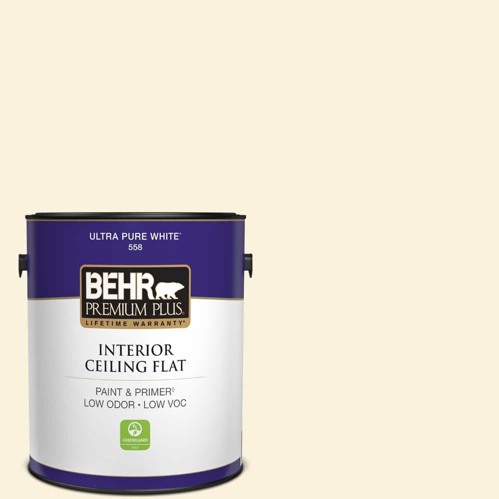 BEHR PREMIUM PLUS 1 gal. #360A-1 Social Butterfly Ceiling Flat Interior Paint