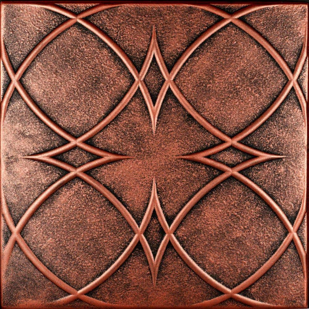 A La Maison Ceilings Circles and Stars Antique Copper 1.6 ft. x 1.6 ft. Decorative Foam Glue Up Ceiling Tile (21.6 sq. ft./case)