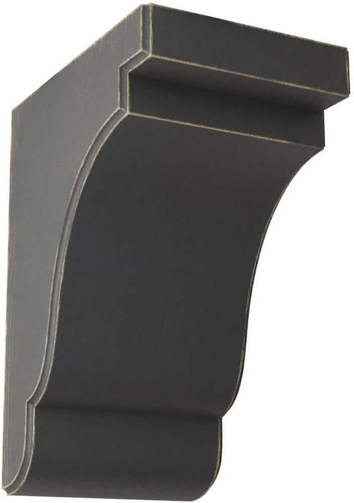 Ekena Millwork 5-1/4 in. x 9-1/2 in. x 7-1/4 in. Black Bedford Wood Vintage Decor Bracket