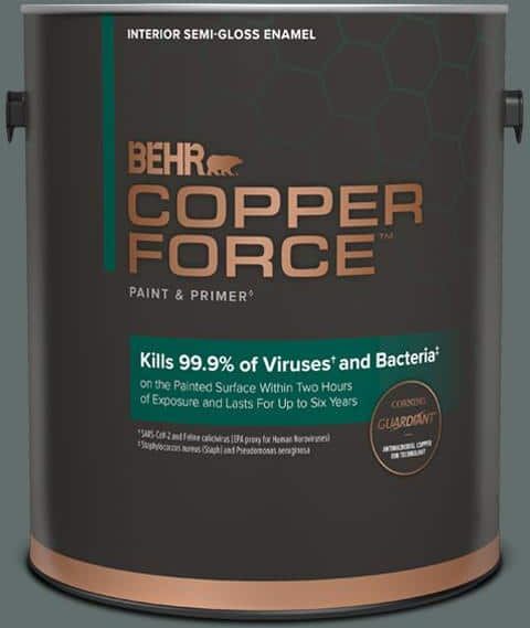 COPPER FORCE 1 gal. #PPU12-19 Mountain Pine Semi-Gloss Enamel Virucidal and Antibacterial Interior Paint & Primer