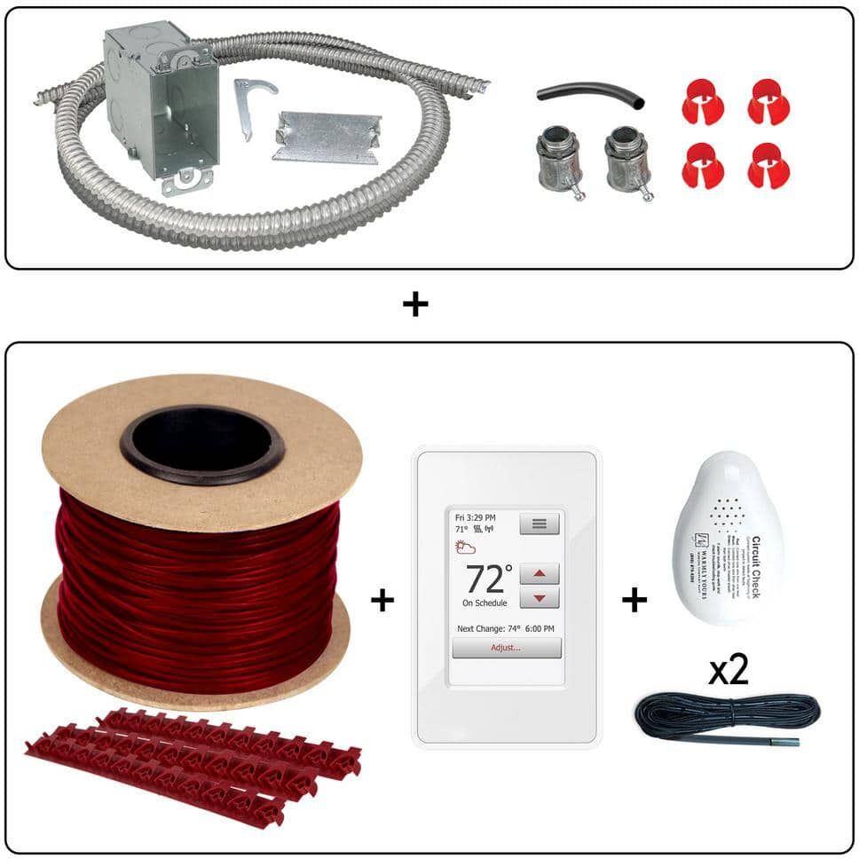 WarmlyYours TempZone 180 ft. Cable System with WiFi Thermostat and Electrical Rough In Kit (Covers 45 sq. ft.)