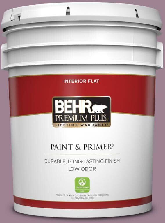 BEHR PREMIUM PLUS 5 gal. #S110-5 Garden Plum Flat Low Odor Interior Paint & Primer