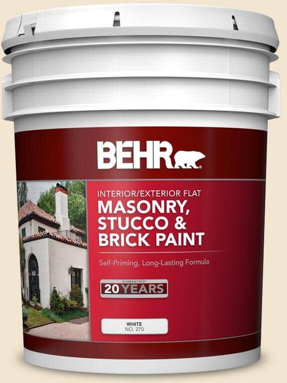 BEHR 5 gal. #S310-1 Writing Paper Flat Interior/Exterior Masonry, Stucco and Brick Paint