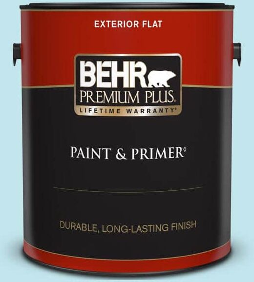 BEHR PREMIUM PLUS 1 gal. #520A-2 Ice Flower Flat Exterior Paint & Primer