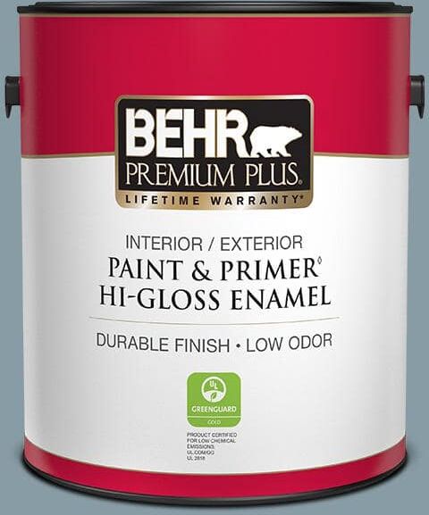 BEHR PREMIUM PLUS 1 gal. #MQ5-27 Rainy Season Hi-Gloss Enamel Interior/Exterior Paint & Primer