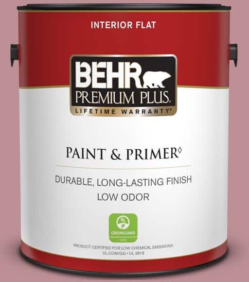 BEHR PREMIUM PLUS 1 gal. #S130-4 Cherry Juice Flat Low Odor Interior Paint & Primer