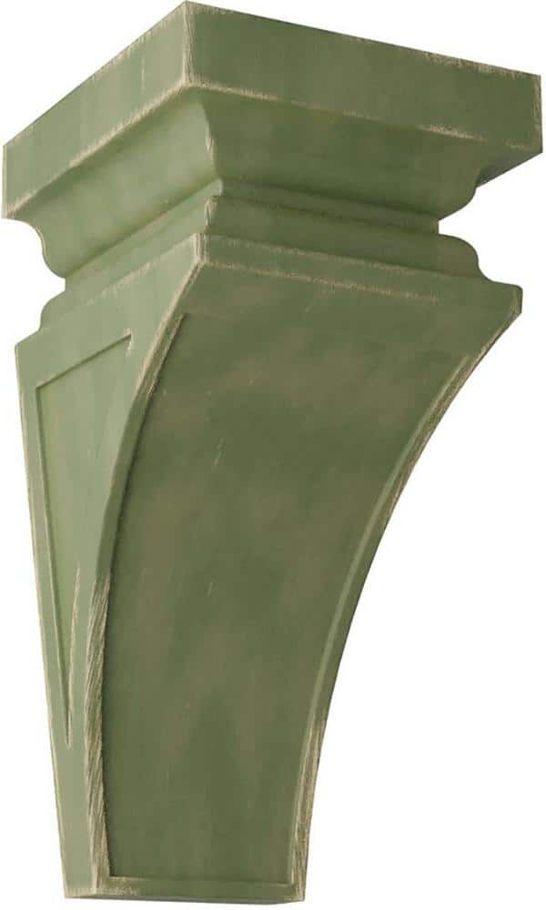 Ekena Millwork 7 in. x 14 in. x 7-3/4 in. Restoration Green Jumbo Nevio Wood Vintage Decor Corbel