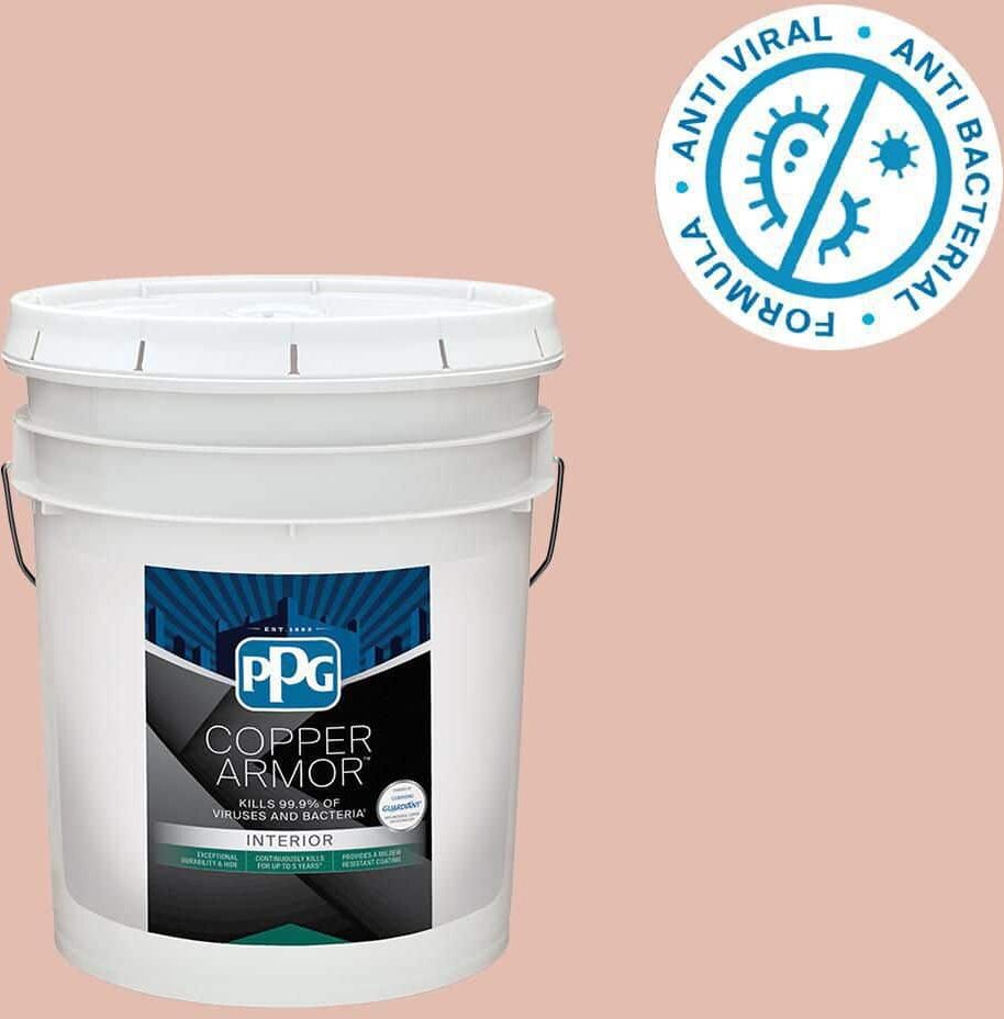 COPPER ARMOR 5 gal. PPG1066-4 Adorable Semi-Gloss Antiviral and Antibacterial Interior Paint with Primer