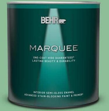 BEHR MARQUEE 1 qt. #M410-4 Garden Swing One-Coat Hide Semi-Gloss Enamel Interior Paint & Primer