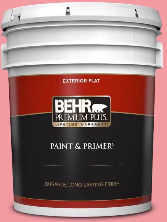 BEHR PREMIUM PLUS 5 gal. #130B-4 Primrose Garden Flat Exterior Paint & Primer