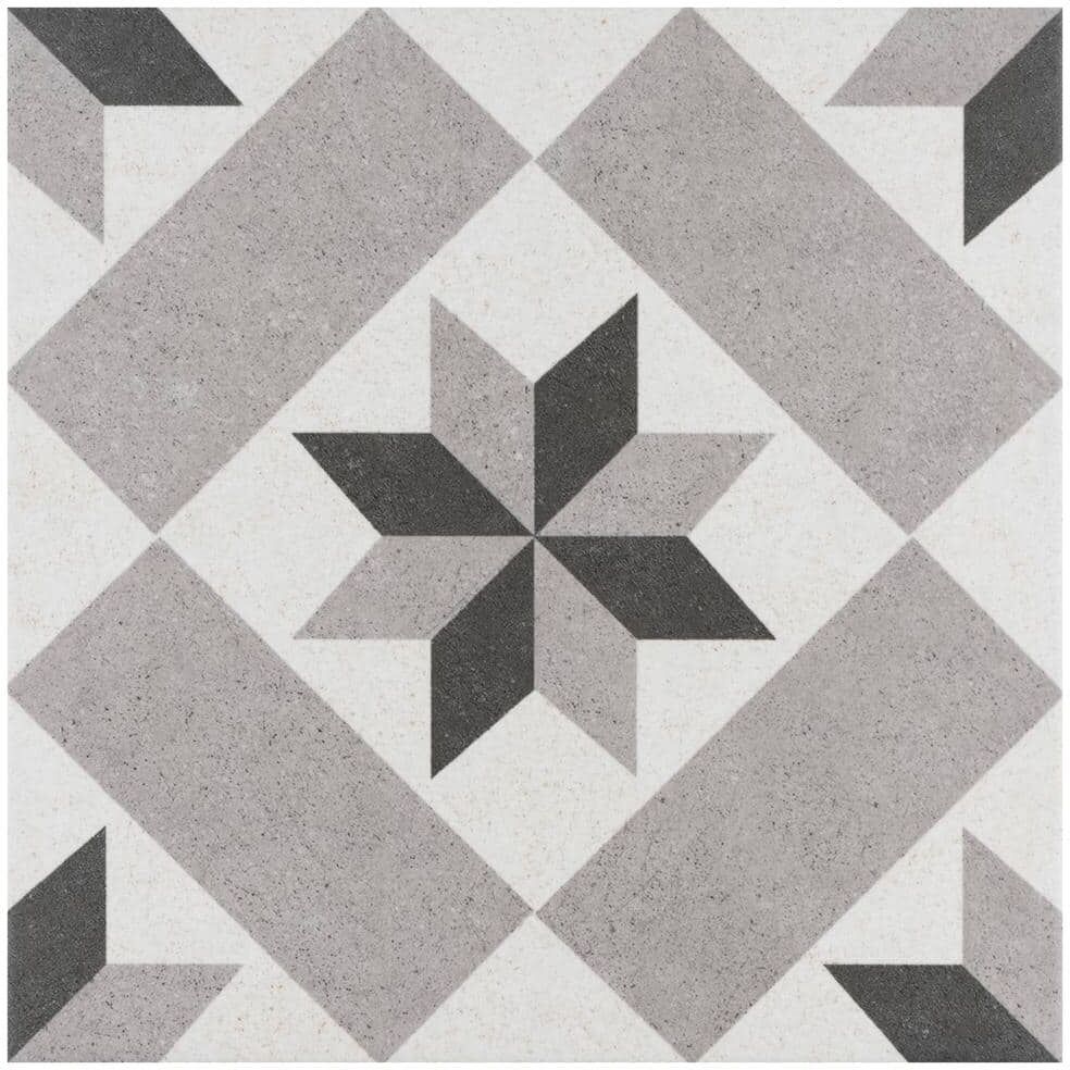 Merola Tile Vintage Star Grey 9-3/4 in. x 9-3/4 in. Porcelain Floor and Wall Tile (10.88 sq. ft./Case)