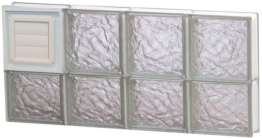 Clearly Secure 31 in. x 13.5 in. x 3.125 in. Frameless Ice Pattern Glass Block Window with Dryer Vent