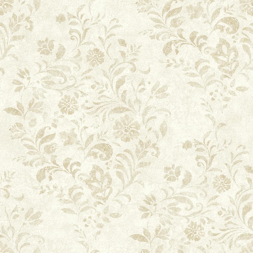 Chesapeake Isidore Wheat Scroll Matte Pre-pasted Paper Wallpaper