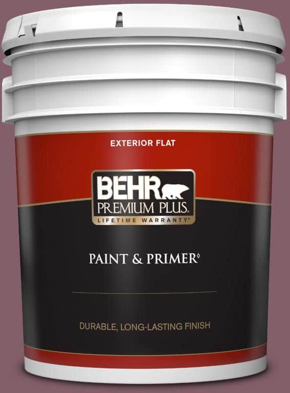 BEHR PREMIUM PLUS 5 gal. #ICC-84 Simply Elegant Flat Exterior Paint & Primer