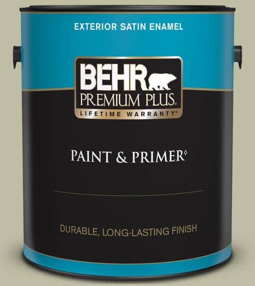 BEHR PREMIUM PLUS 1 gal. #PPF-24 Garden Lattice Satin Enamel Exterior Paint & Primer