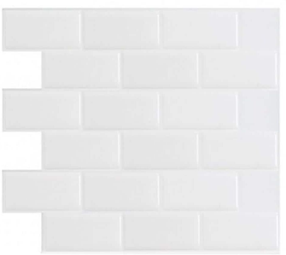 Art3d 12 in. x 12 in. Peel and Stick Vinyl Backsplash Tile in Subway White (6-Pack)