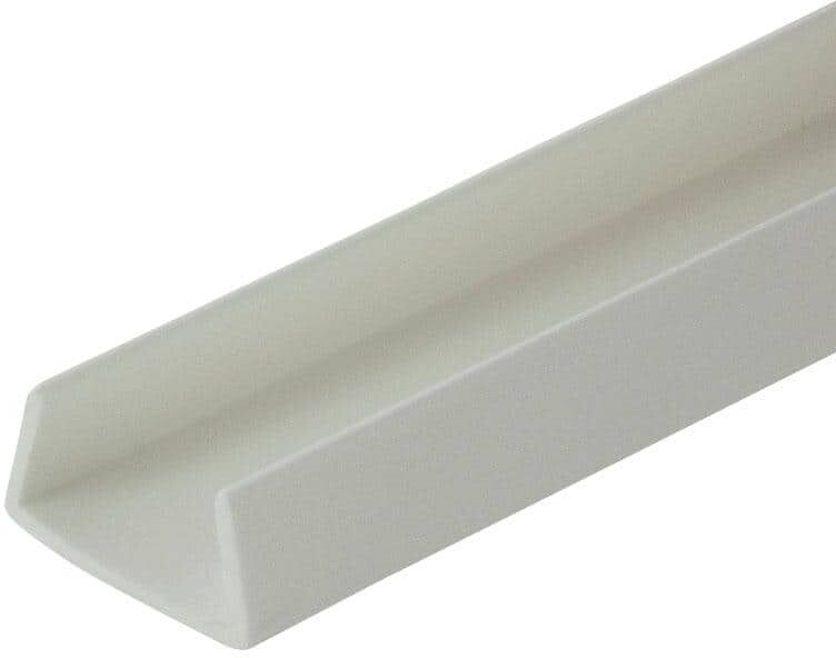 Outwater 5/8 in. D x 5/8 in. W x 36 in. L White Styrene Plastic U-Channel Moulding Fits 5/8 in. Board, (4-Pack)