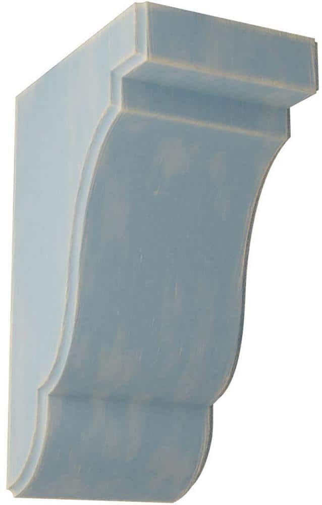 Ekena Millwork 3-1/2 in. x 7-1/2 in. x 5 in. Driftwood Blue Bedford Wood Vintage Decor Bracket