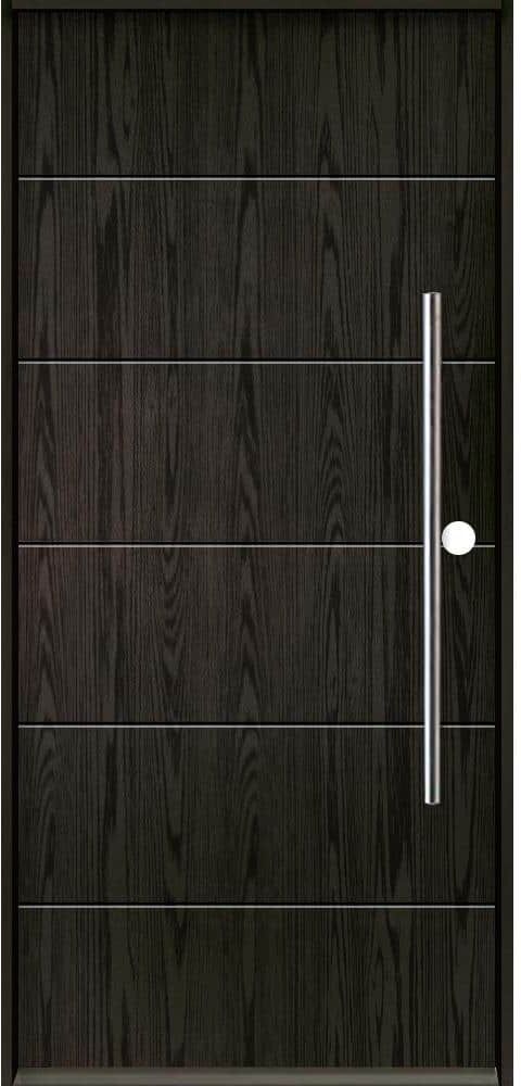 Krosswood Doors TETON Modern Faux Pivot 36 in. x 80 in. Left-Hand/Inswing Solid Panel Baby Grand Stain Fiberglass Prehung Front Door