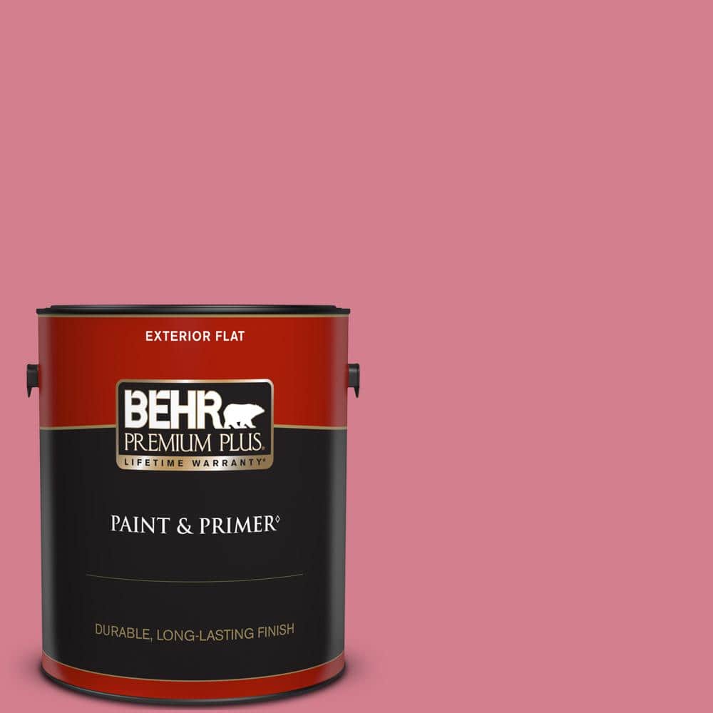 BEHR PREMIUM PLUS 1 gal. #P140-4 I Pink I Can Flat Exterior Paint & Primer