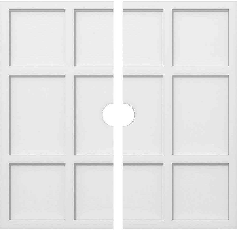 Ekena Millwork 1 in. P X 10-1/2 in. C X 30 in. OD X 3 in. ID Rubik Architectural Grade PVC Contemporary Ceiling Medallion, Two Piece