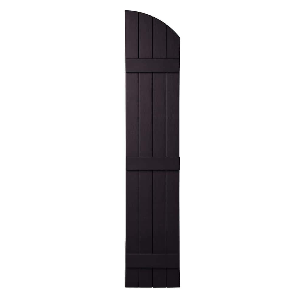 Ply Gem 15 in. x 71 in. Polypropylene Plastic Arch Top Closed Board and Batten Shutters Pair in Dark Berry