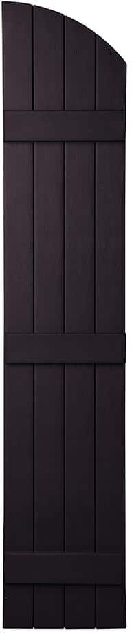 Ply Gem 15 in. x 73 in. Polypropylene Plastic Arch Top Closed Board and Batten Shutters Pair in Dark Berry