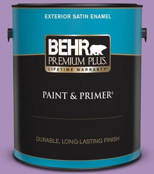 BEHR PREMIUM PLUS 1 gal. #650B-5 Garden Pansy Satin Enamel Exterior Paint & Primer