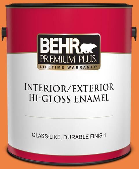 BEHR PREMIUM PLUS 1 gal. #P220-7 Construction Zone Hi-Gloss Enamel Interior/Exterior Paint