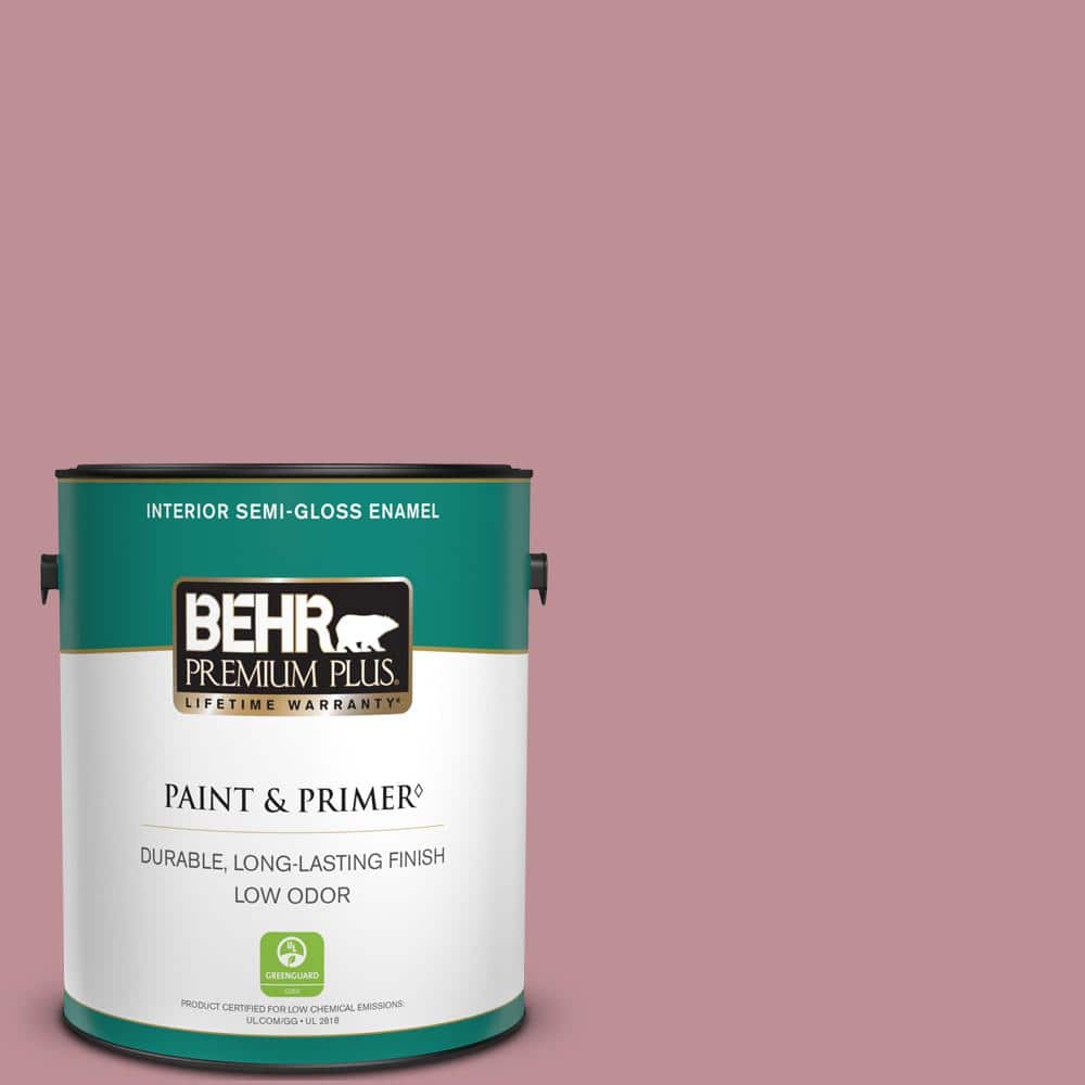 BEHR PREMIUM PLUS 1 gal. #S130-4 Cherry Juice Semi-Gloss Enamel Low Odor Interior Paint & Primer