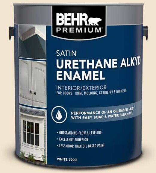 BEHR PREMIUM 1 gal. #S310-1 Writing Paper Urethane Alkyd Satin Enamel Interior/Exterior Paint