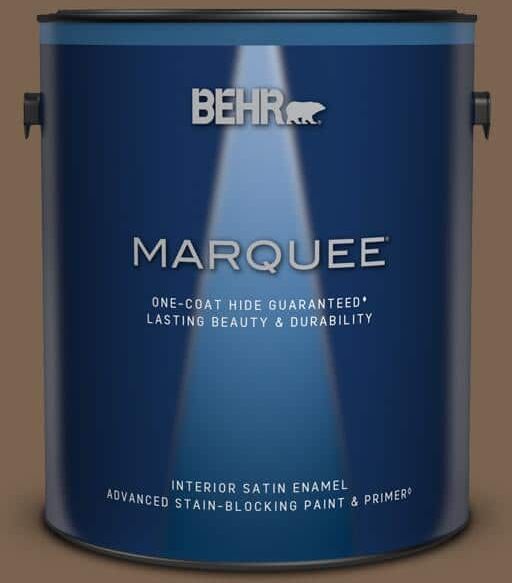 BEHR MARQUEE 1 gal. #N260-7 Folk Guitar One-Coat Hide Satin Enamel Interior Paint & Primer