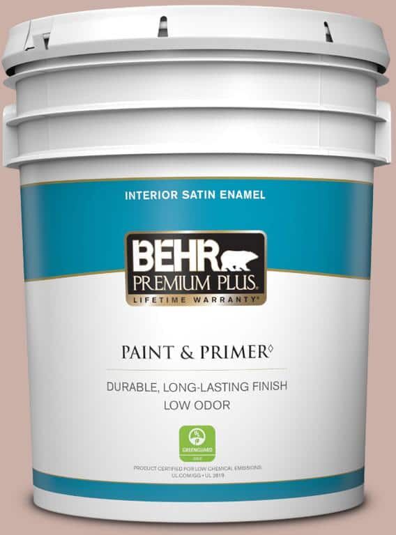 BEHR PREMIUM PLUS 5 gal. Home Decorators Collection #HDC-CT-07A Vintage Tea Rose Satin Enamel Low Odor Interior Paint & Primer